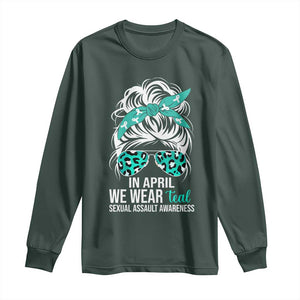 Sexual Assault Awareness Long Sleeve Shirt In April We Wear Teal Women TS10 Dark Forest Green Print Your Wear