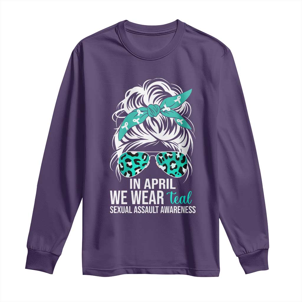 Sexual Assault Awareness Long Sleeve Shirt In April We Wear Teal Women TS10 Purple Print Your Wear