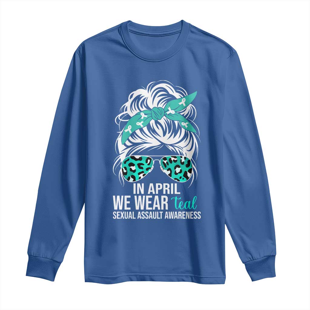 Sexual Assault Awareness Long Sleeve Shirt In April We Wear Teal Women TS10 Royal Blue Print Your Wear