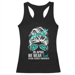 Sexual Assault Awareness Racerback Tank Top In April We Wear Teal Women TS10 Black Print Your Wear