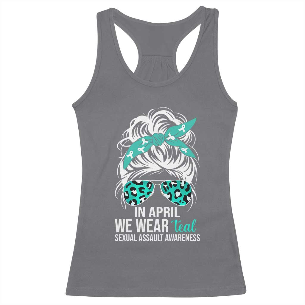 Sexual Assault Awareness Racerback Tank Top In April We Wear Teal Women TS10 Charcoal Print Your Wear