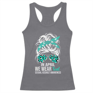 Sexual Assault Awareness Racerback Tank Top In April We Wear Teal Women TS10 Charcoal Print Your Wear