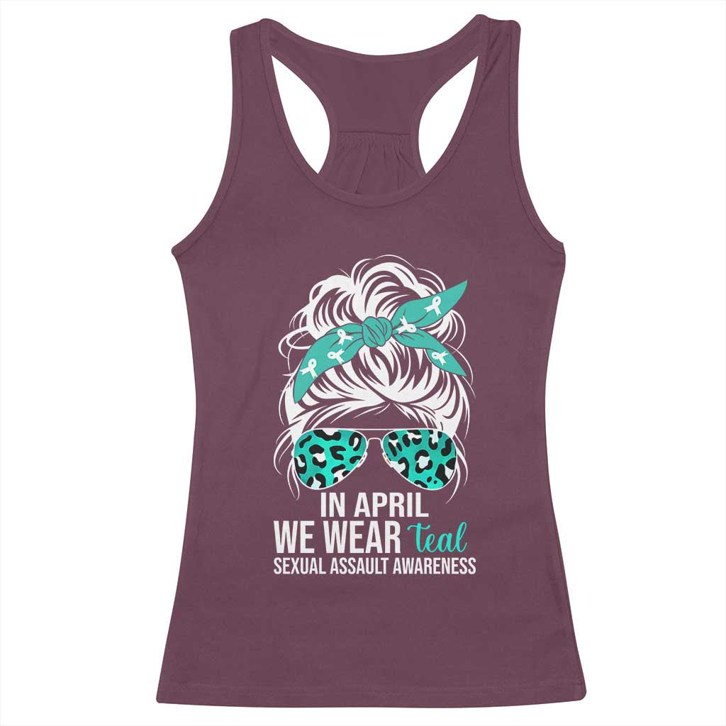 Sexual Assault Awareness Racerback Tank Top In April We Wear Teal Women TS10 Maroon Print Your Wear