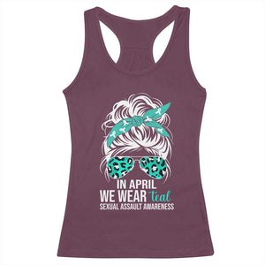 Sexual Assault Awareness Racerback Tank Top In April We Wear Teal Women TS10 Maroon Print Your Wear