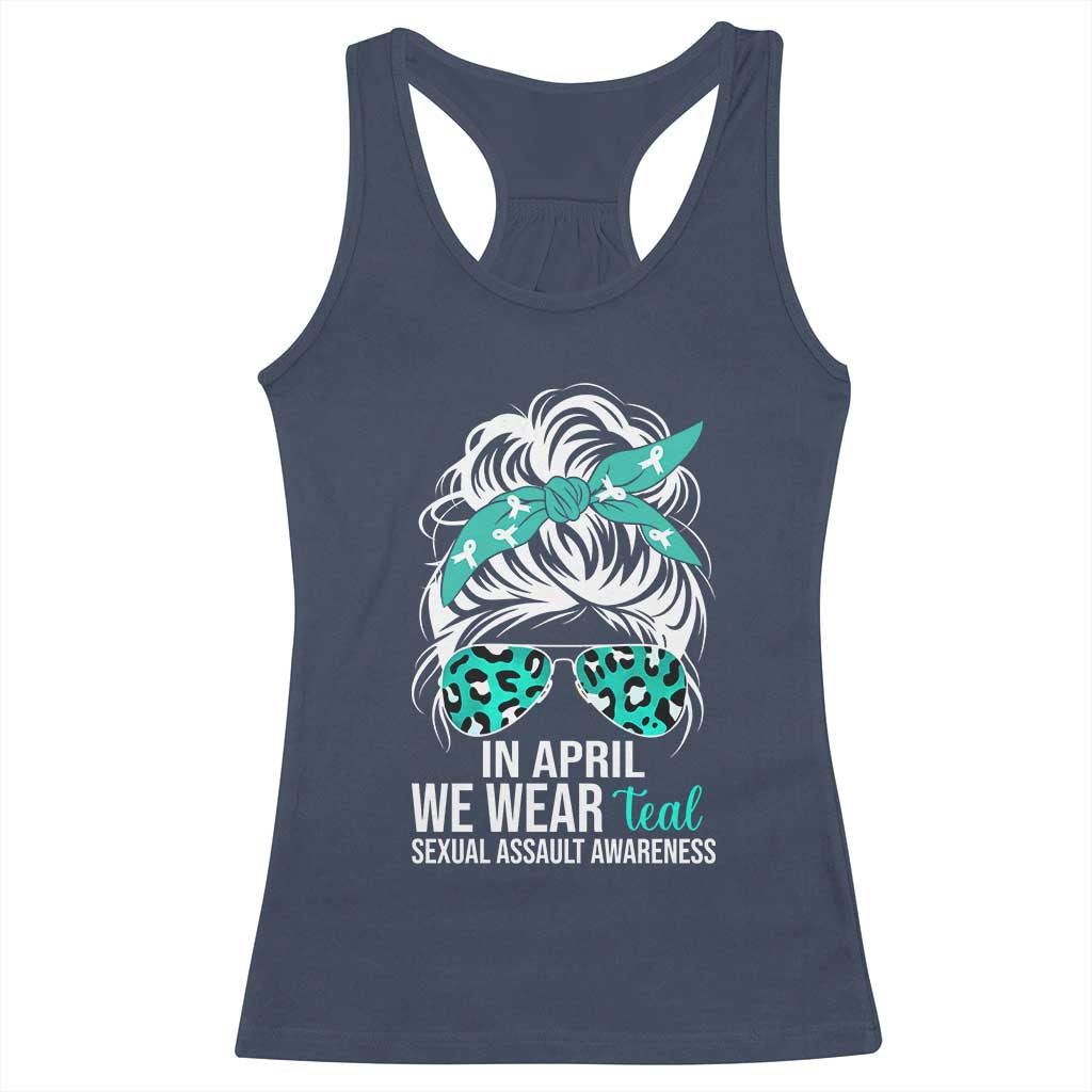 Sexual Assault Awareness Racerback Tank Top In April We Wear Teal Women TS10 Navy Print Your Wear
