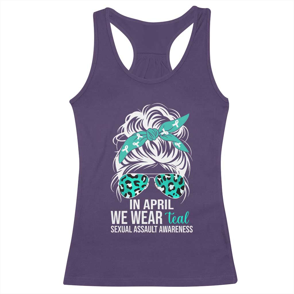 Sexual Assault Awareness Racerback Tank Top In April We Wear Teal Women TS10 Purple Print Your Wear
