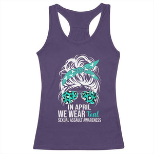 Sexual Assault Awareness Racerback Tank Top In April We Wear Teal Women TS10 Purple Print Your Wear