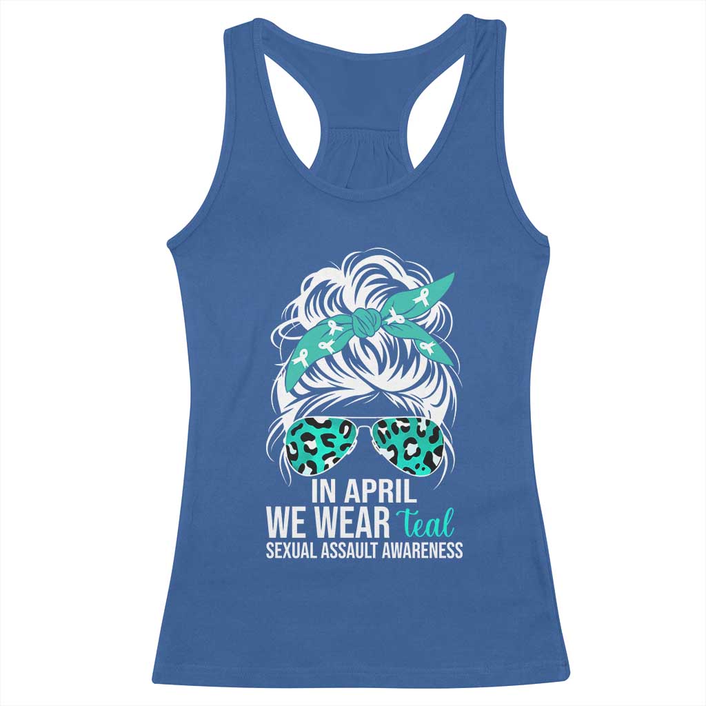 Sexual Assault Awareness Racerback Tank Top In April We Wear Teal Women TS10 Royal Blue Print Your Wear