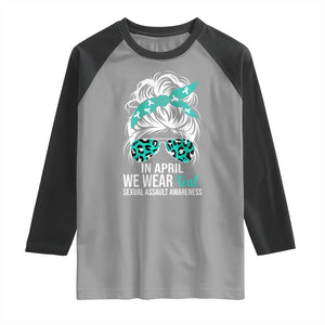 Sexual Assault Awareness Raglan Shirt In April We Wear Teal Women TS10 Sport Gray Black Print Your Wear