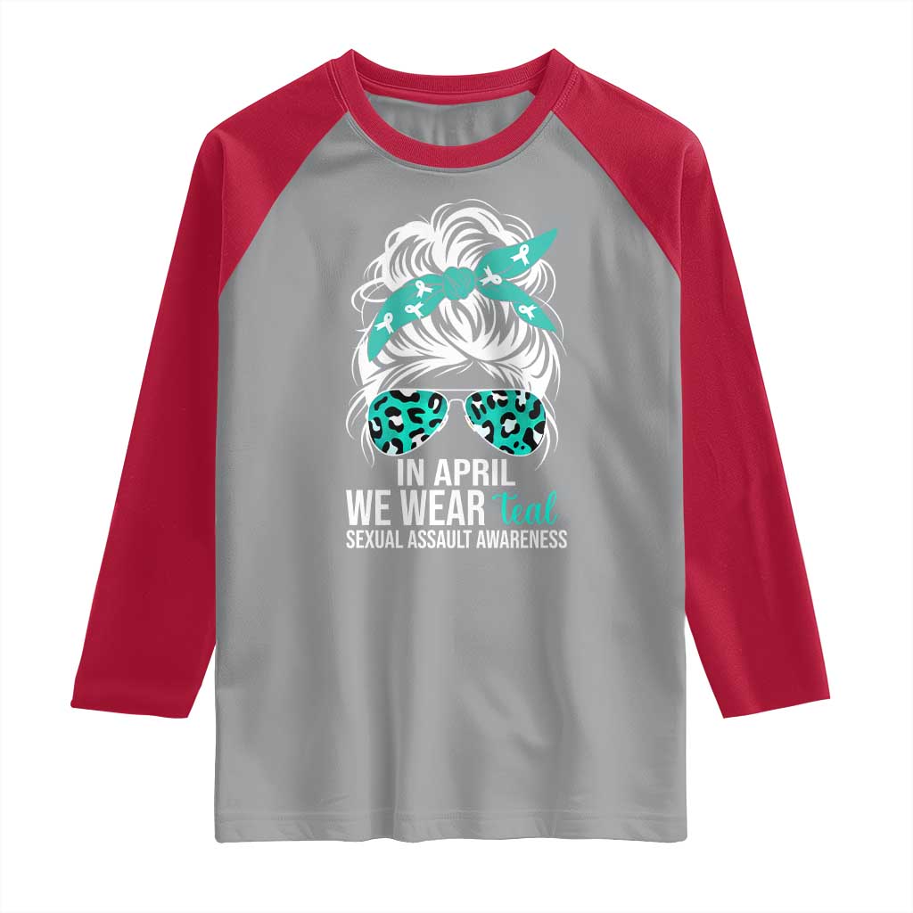 Sexual Assault Awareness Raglan Shirt In April We Wear Teal Women TS10 Sport Gray Red Print Your Wear