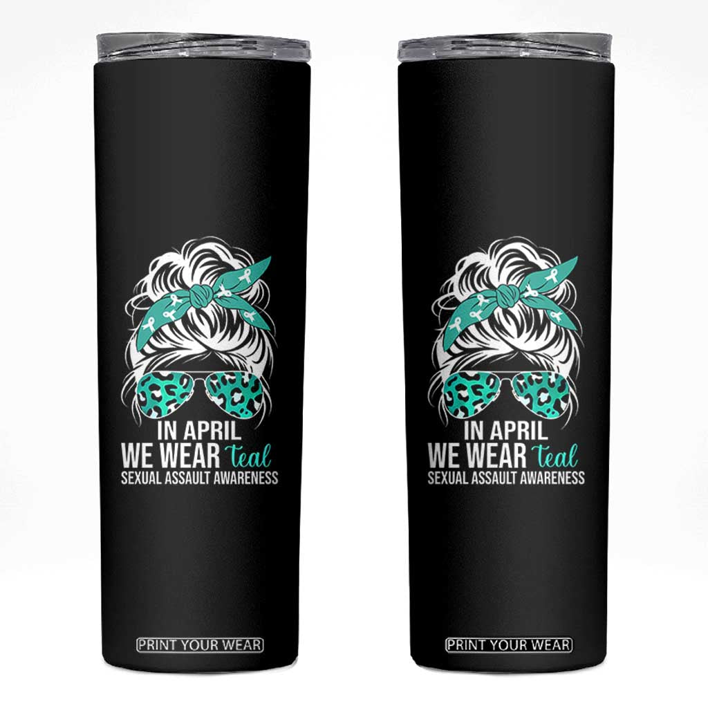 Sexual Assault Awareness Skinny Tumbler In April We Wear Teal Women TS10 Black Print Your Wear