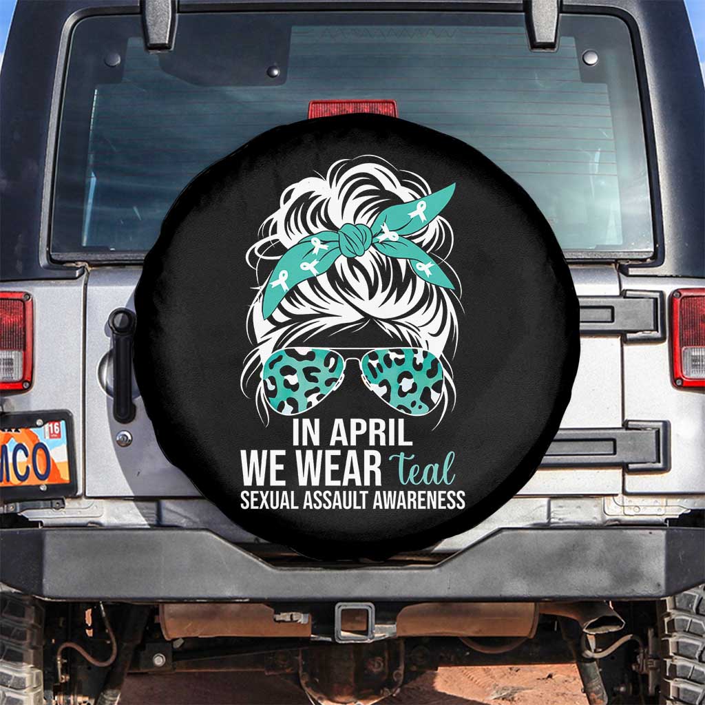 Sexual Assault Awareness Spare Tire Cover In April We Wear Teal Women TS10 No hole Black Print Your Wear