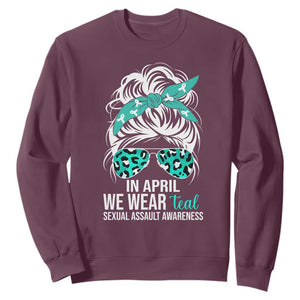 Sexual Assault Awareness Sweatshirt In April We Wear Teal Women TS10 Maroon Print Your Wear