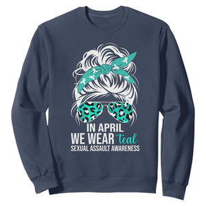 Sexual Assault Awareness Sweatshirt In April We Wear Teal Women TS10 Navy Print Your Wear