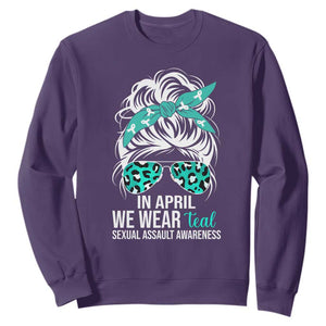 Sexual Assault Awareness Sweatshirt In April We Wear Teal Women TS10 Purple Print Your Wear