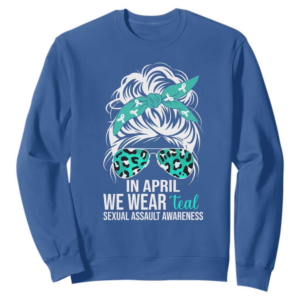 Sexual Assault Awareness Sweatshirt In April We Wear Teal Women TS10 Royal Blue Print Your Wear