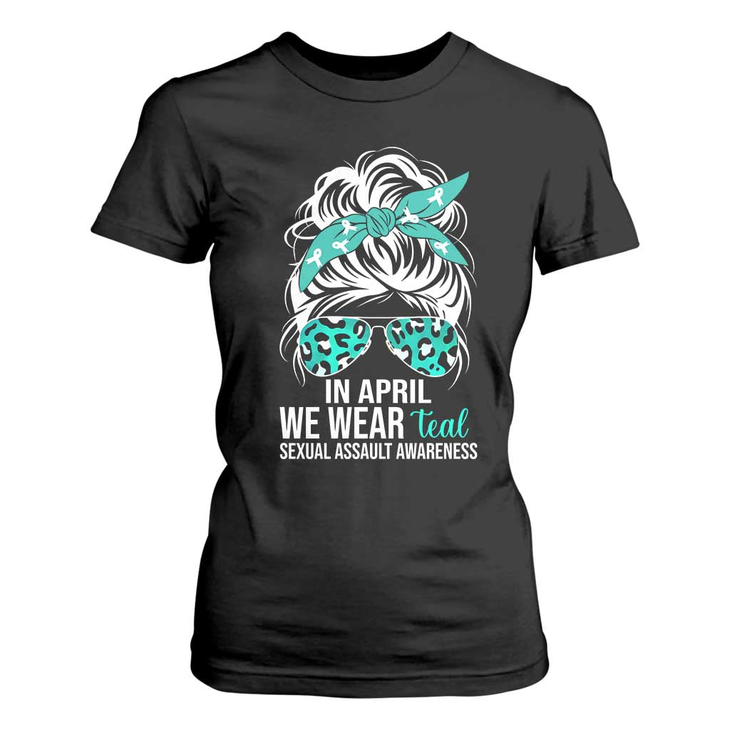 Sexual Assault Awareness T Shirt For Women In April We Wear Teal Women TS10 Black Print Your Wear