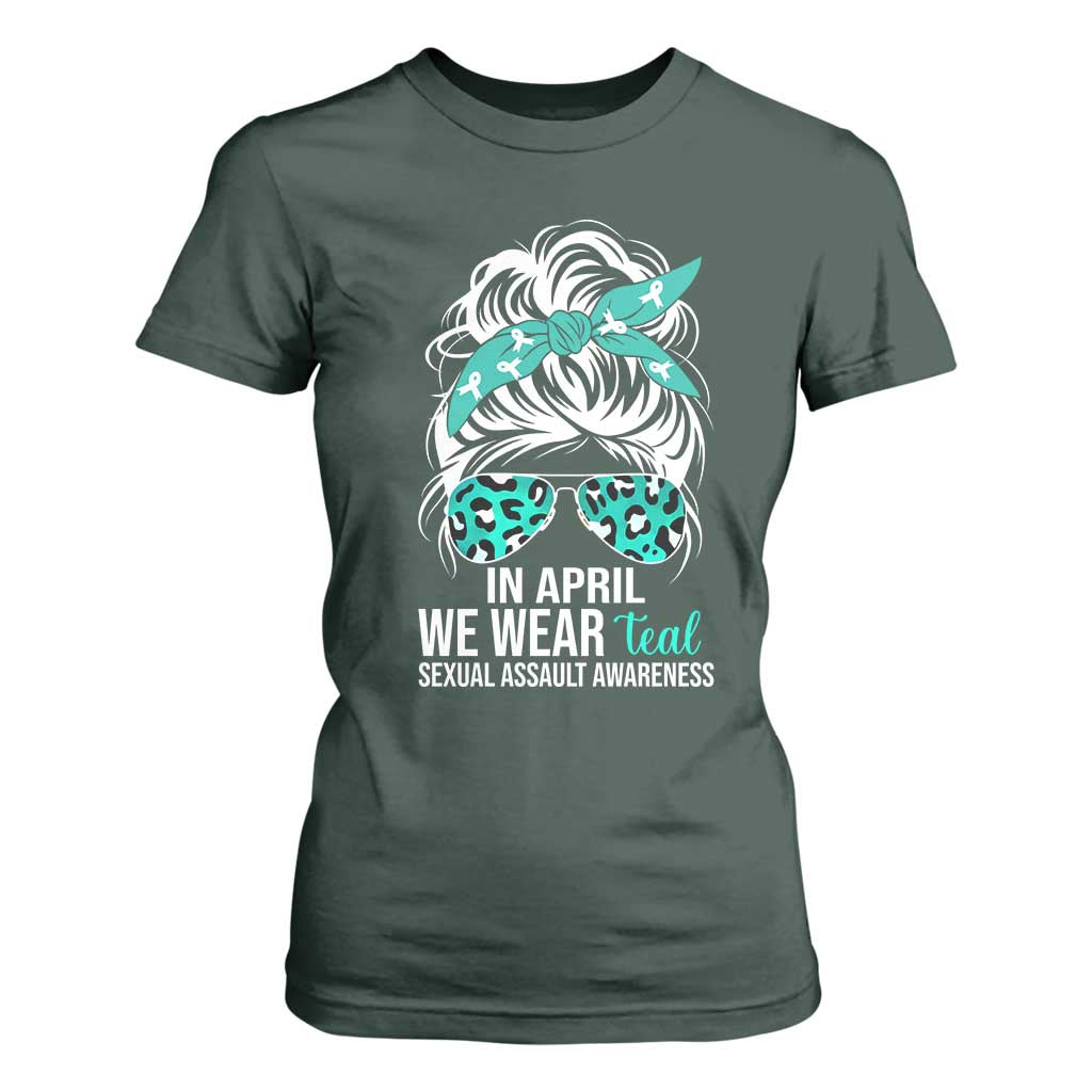 Sexual Assault Awareness T Shirt For Women In April We Wear Teal Women TS10 Dark Forest Green Print Your Wear
