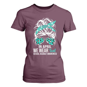 Sexual Assault Awareness T Shirt For Women In April We Wear Teal Women TS10 Maroon Print Your Wear