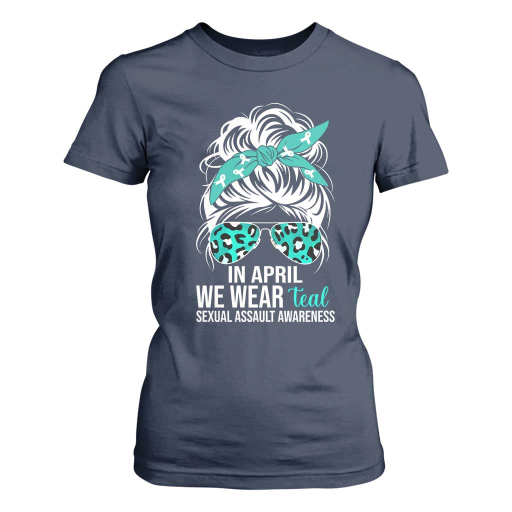 Sexual Assault Awareness T Shirt For Women In April We Wear Teal Women TS10 Navy Print Your Wear