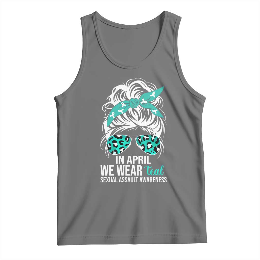 Sexual Assault Awareness Tank Top In April We Wear Teal Women TS10 Black Heather Print Your Wear