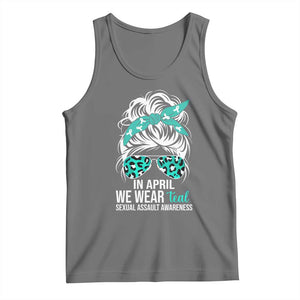 Sexual Assault Awareness Tank Top In April We Wear Teal Women TS10 Black Heather Print Your Wear