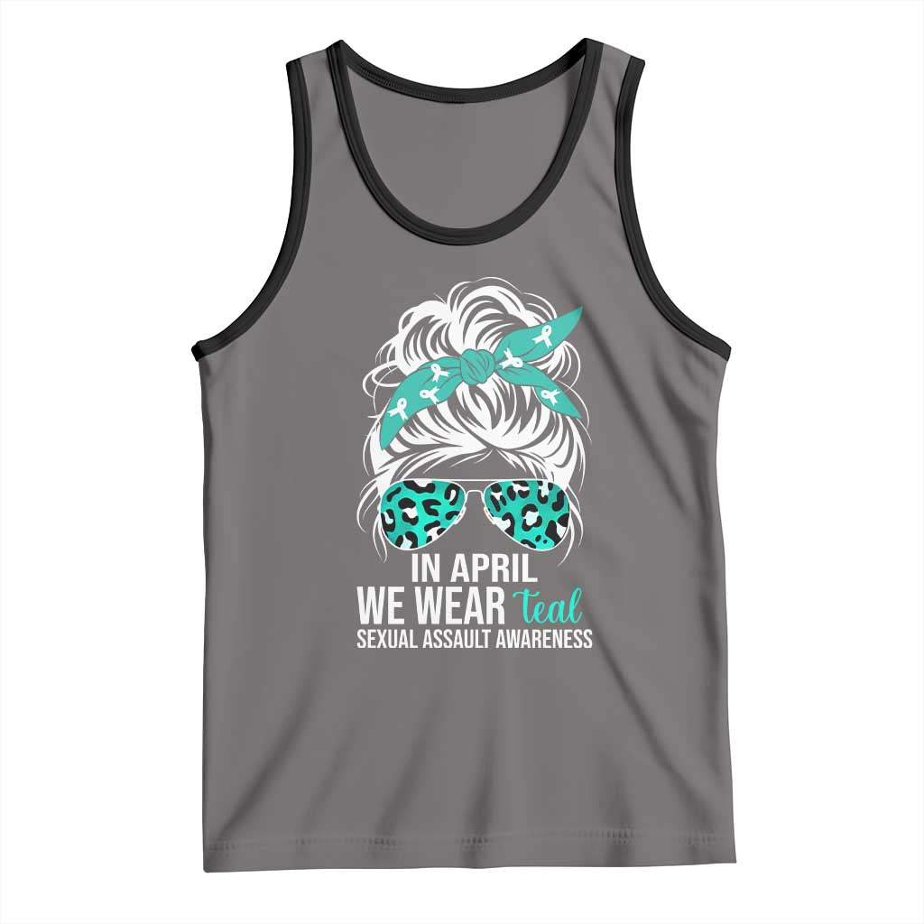 Sexual Assault Awareness Tank Top In April We Wear Teal Women TS10 Deep Heather Black Print Your Wear