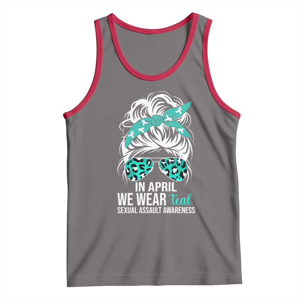 Sexual Assault Awareness Tank Top In April We Wear Teal Women TS10 Deep Heather Red Print Your Wear