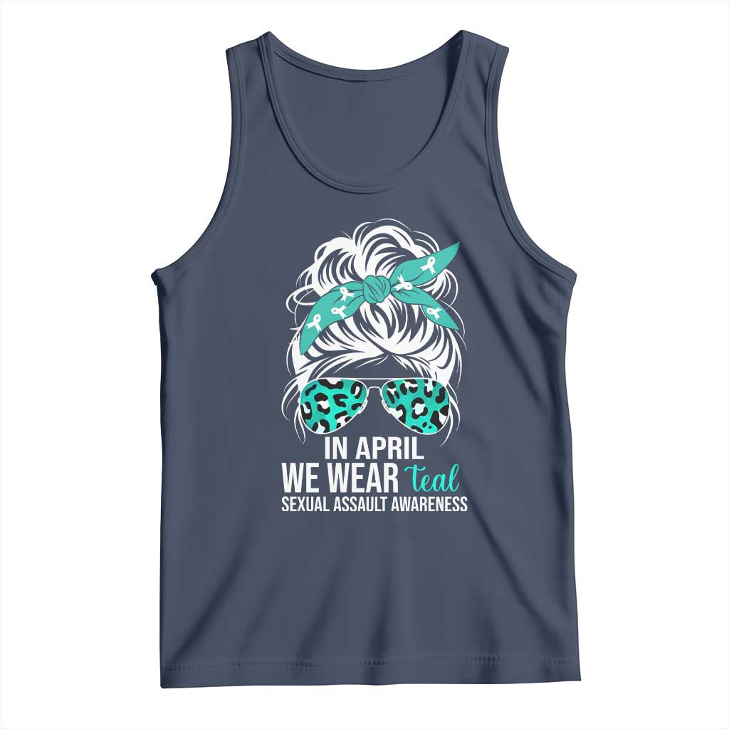 Sexual Assault Awareness Tank Top In April We Wear Teal Women TS10 Navy Print Your Wear