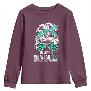 Sexual Assault Awareness Youth Sweatshirt In April We Wear Teal Women TS10 Maroon Print Your Wear