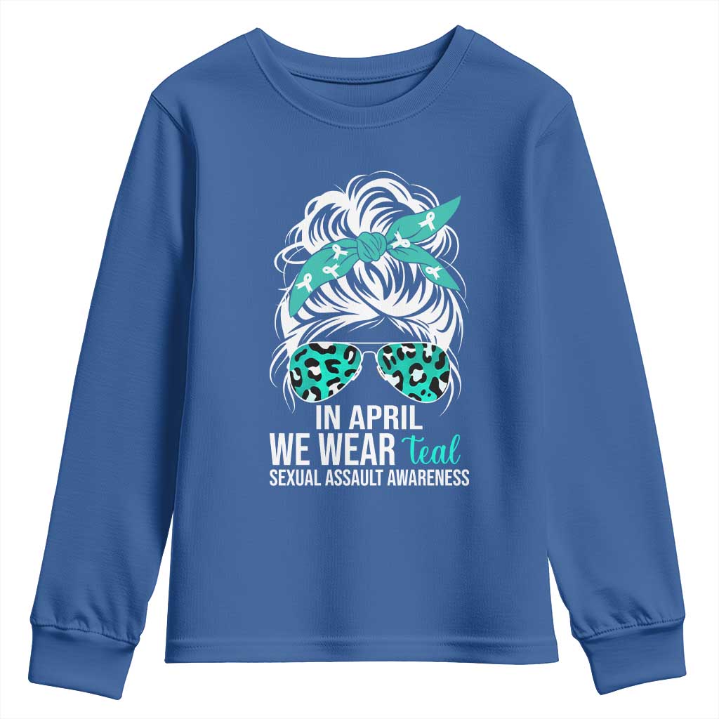 Sexual Assault Awareness Youth Sweatshirt In April We Wear Teal Women TS10 Royal Blue Print Your Wear
