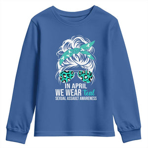 Sexual Assault Awareness Youth Sweatshirt In April We Wear Teal Women TS10 Royal Blue Print Your Wear