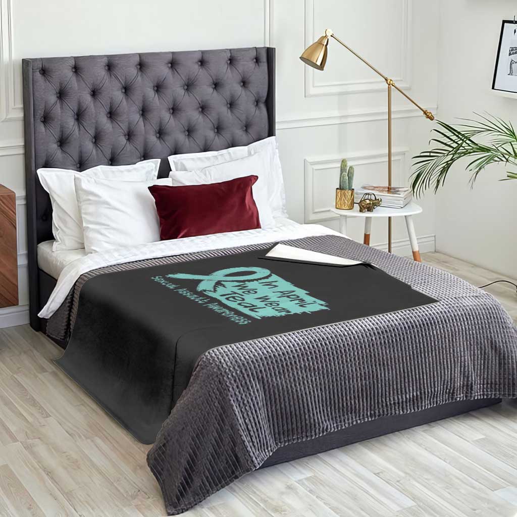 Sexual Assault Awareness Throw Blanket In April We Wear Teal TS10 Print Your Wear