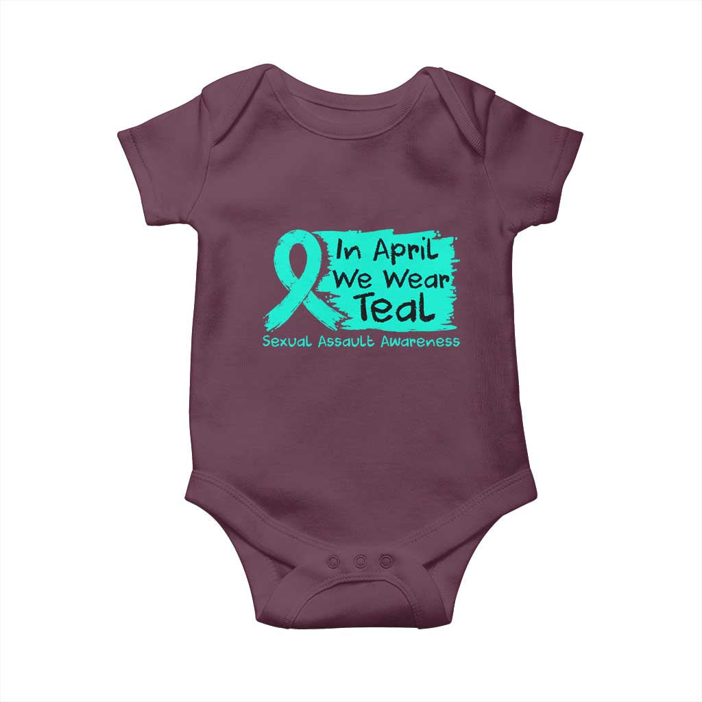 Sexual Assault Awareness Baby Onesie In April We Wear Teal TS10 Maroon Print Your Wear
