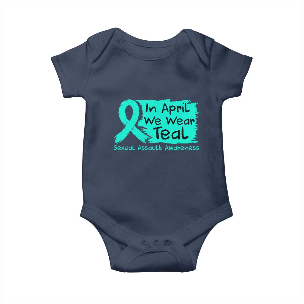 Sexual Assault Awareness Baby Onesie In April We Wear Teal TS10 Navy Print Your Wear