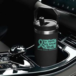 Sexual Assault Awareness Flip Straw Tumbler In April We Wear Teal TS10 Print Your Wear