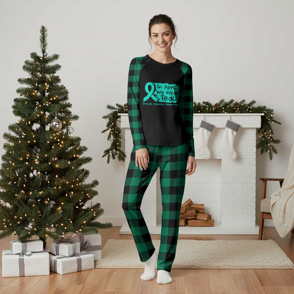 Sexual Assault Awareness Plaid Pajama Set In April We Wear Teal TS10 Green Plaid Print Your Wear