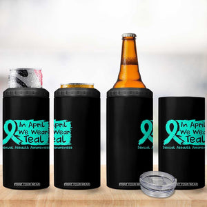 Sexual Assault Awareness 4 in 1 Can Cooler Tumbler In April We Wear Teal TS10 Print Your Wear