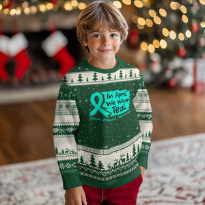 Sexual Assault Awareness Ugly Christmas Sweater In April We Wear Teal TS10 Forest Green Beige Print Your Wear