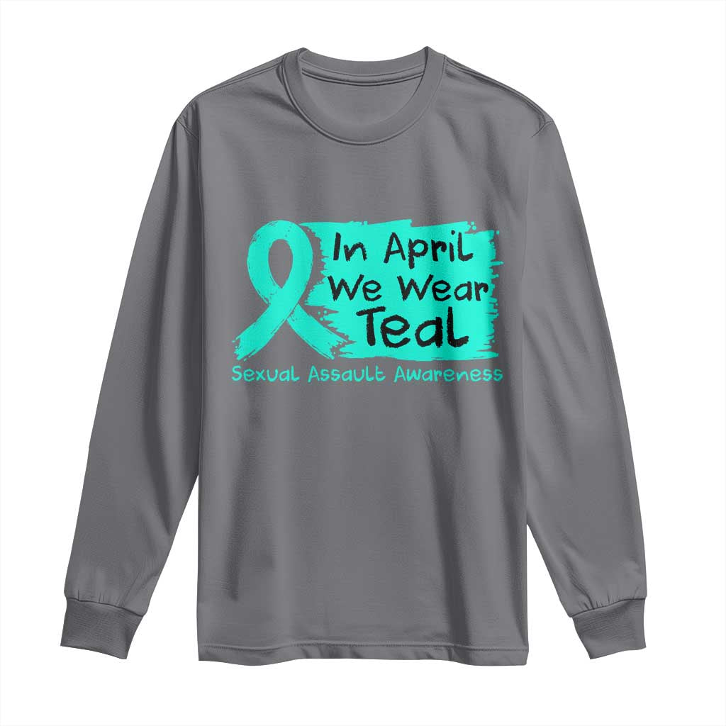 Sexual Assault Awareness Long Sleeve Shirt In April We Wear Teal TS10 Charcoal Print Your Wear