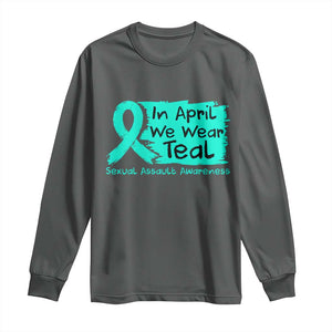 Sexual Assault Awareness Long Sleeve Shirt In April We Wear Teal TS10 Dark Heather Print Your Wear