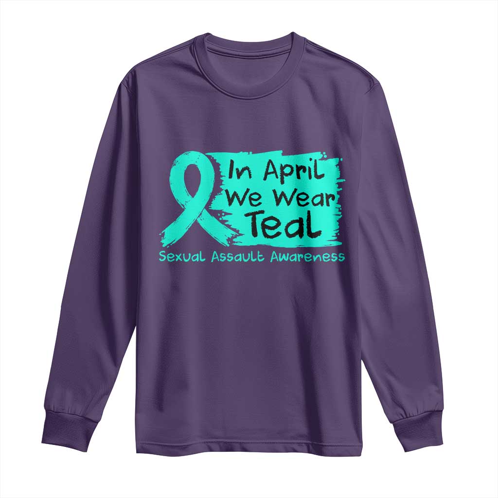 Sexual Assault Awareness Long Sleeve Shirt In April We Wear Teal TS10 Purple Print Your Wear