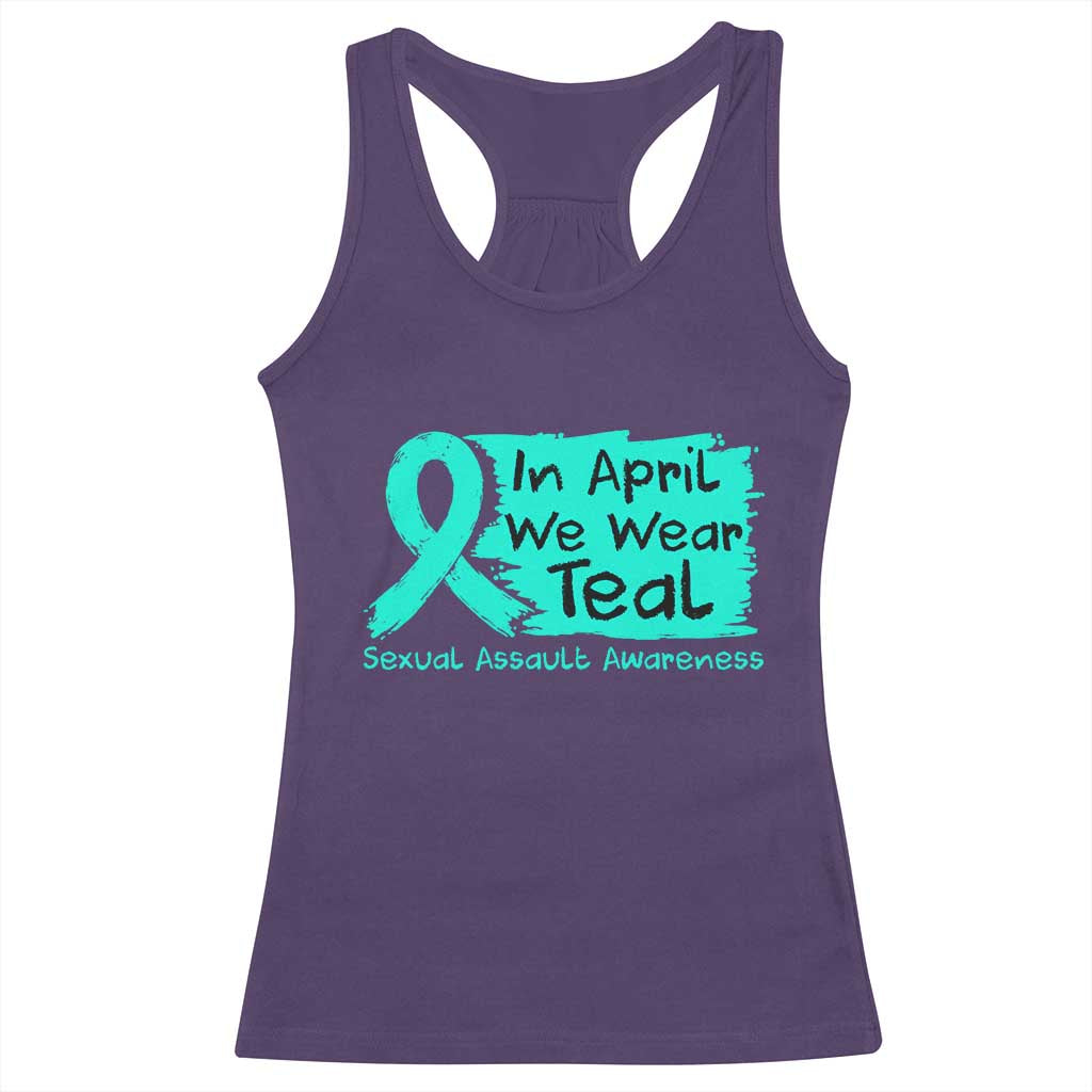 Sexual Assault Awareness Racerback Tank Top In April We Wear Teal TS10 Purple Print Your Wear