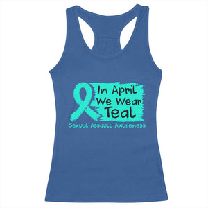 Sexual Assault Awareness Racerback Tank Top In April We Wear Teal TS10 Royal Blue Print Your Wear
