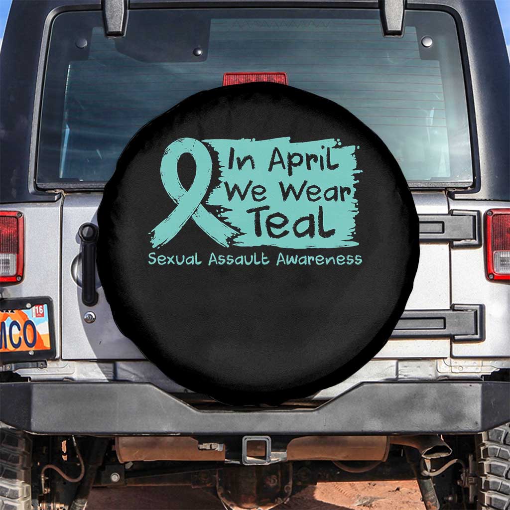 Sexual Assault Awareness Spare Tire Cover In April We Wear Teal TS10 No hole Black Print Your Wear