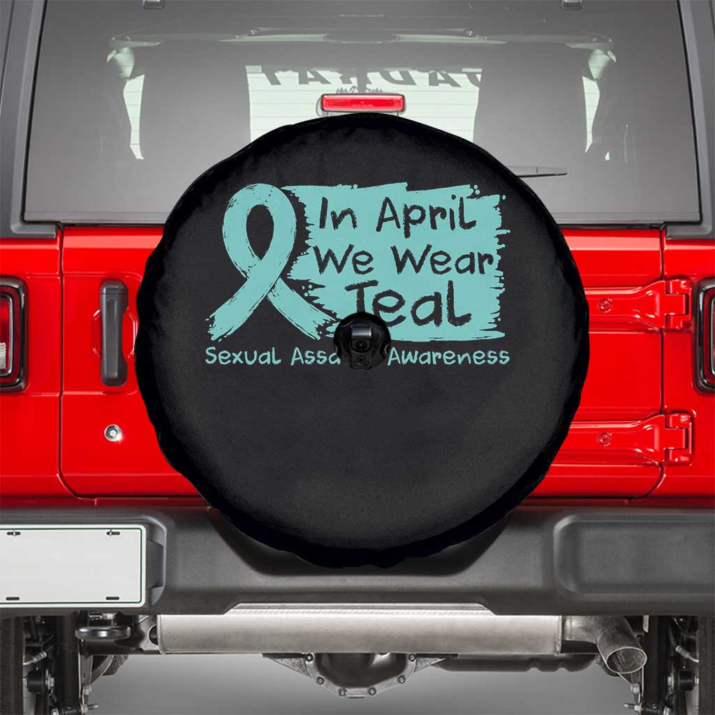 Sexual Assault Awareness Spare Tire Cover In April We Wear Teal TS10 Black Print Your Wear