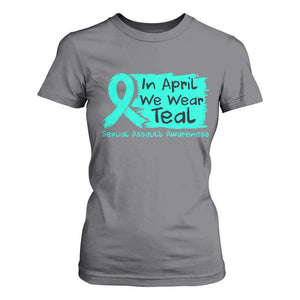 Sexual Assault Awareness T Shirt For Women In April We Wear Teal TS10 Charcoal Print Your Wear