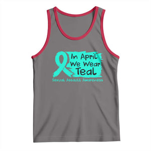 Sexual Assault Awareness Tank Top In April We Wear Teal TS10 Deep Heather Red Print Your Wear