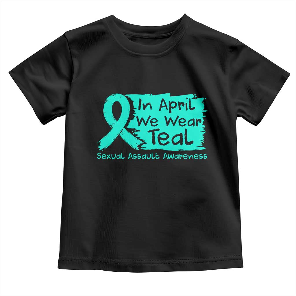 Sexual Assault Awareness Toddler T Shirt In April We Wear Teal TS10 Black Print Your Wear