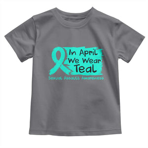 Sexual Assault Awareness Toddler T Shirt In April We Wear Teal TS10 Charcoal Print Your Wear